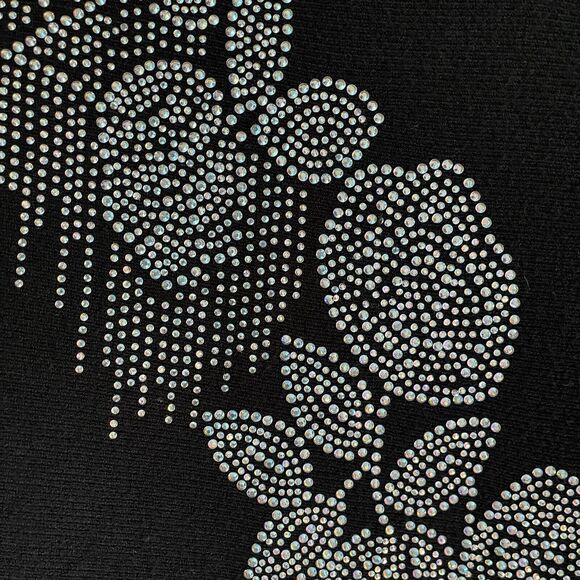 Liv Milano Black Evening Sweater L Top Floral Metallic Beading Knit Lightweight - Picture 3 of 10